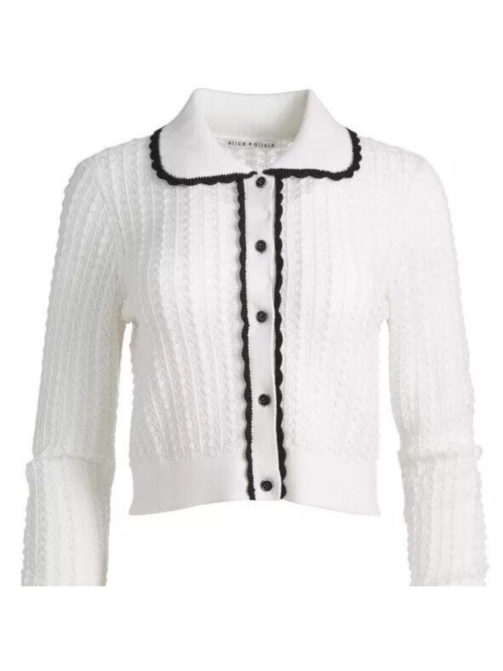 Alice + Olivia Cream Cardigan with puff sleeve detail